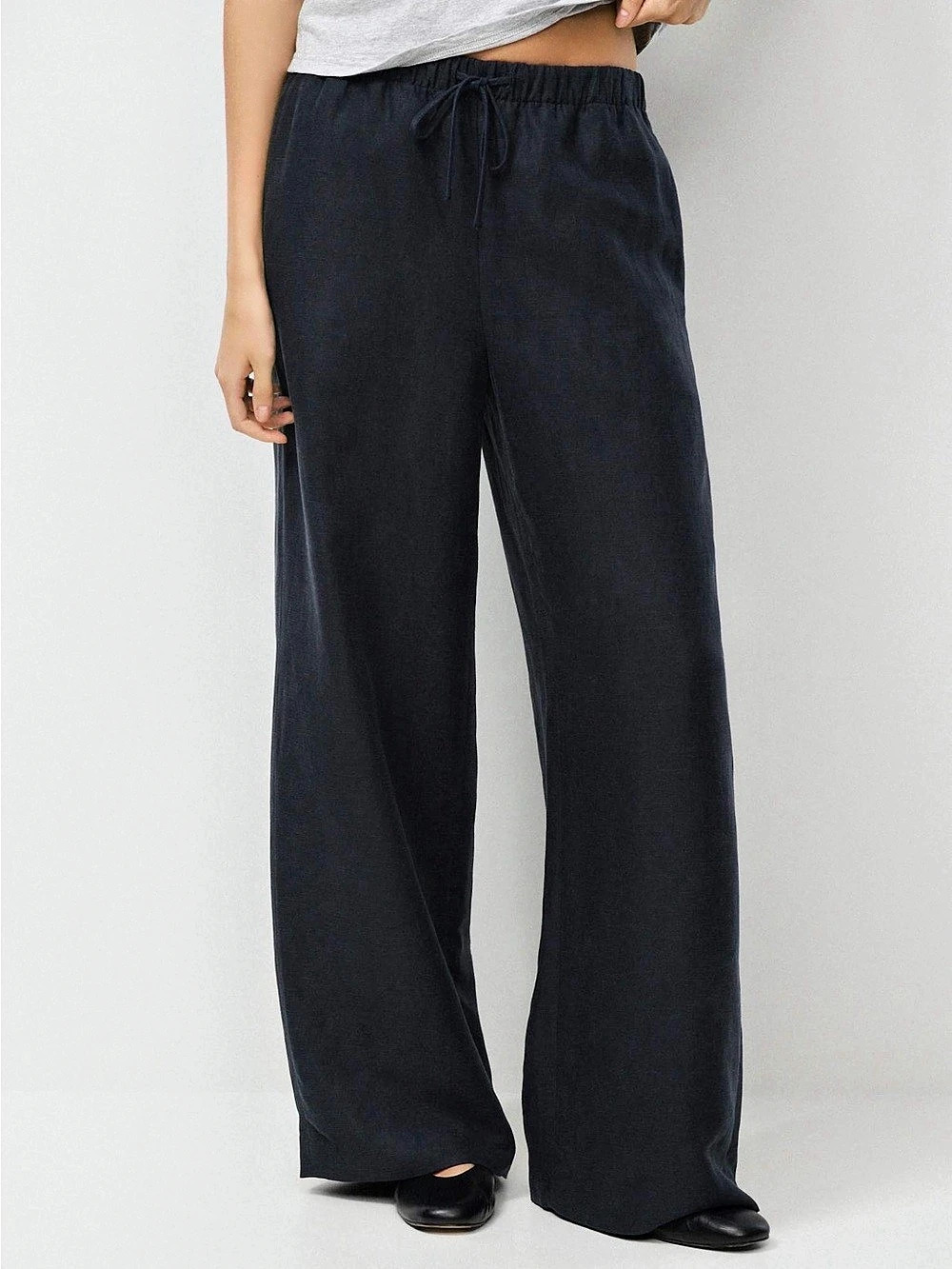 Aritzia The Lodge Wide Leg Linen Pants in Blue Size XS Like New